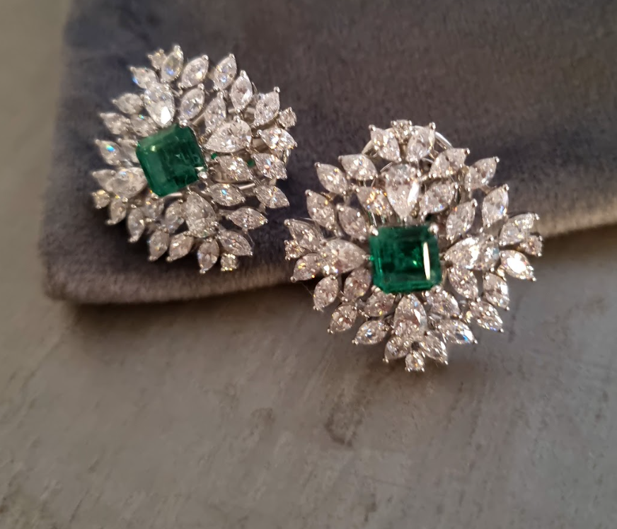 925 Silver Avery Emerald CZ Stud Earrings - Amrrutam Jewellery
