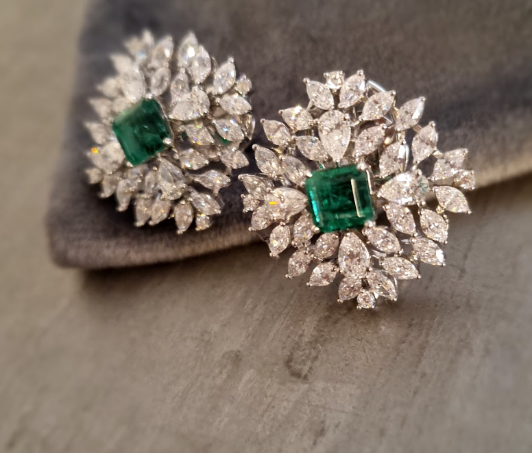 925 Silver Avery Emerald CZ Stud Earrings - Amrrutam Jewellery