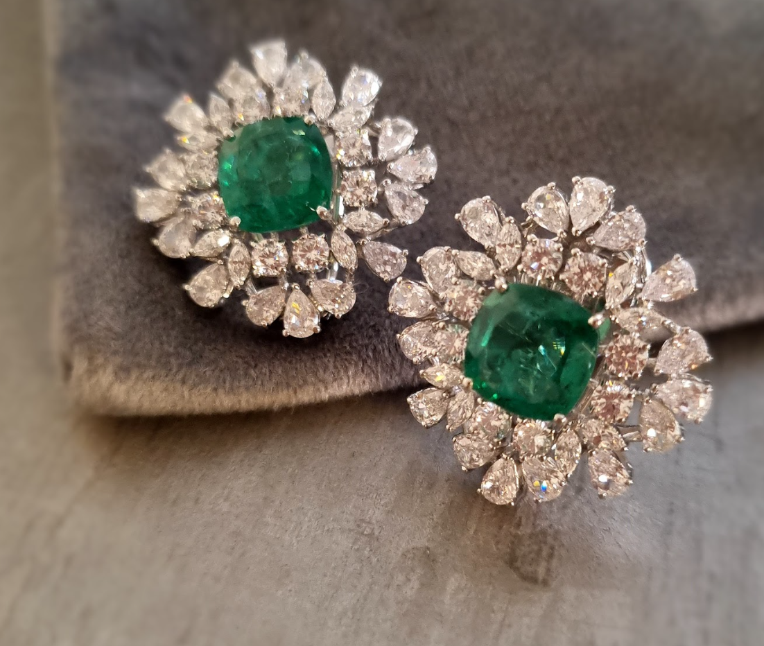 925 Silver Kevin Emerald CZ Stud Earrings - Amrrutam Jewellery