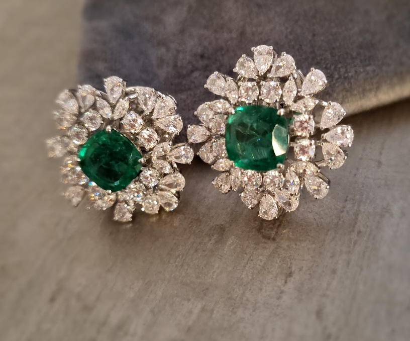 925 Silver Kevin Emerald CZ Stud Earrings - Amrrutam Jewellery