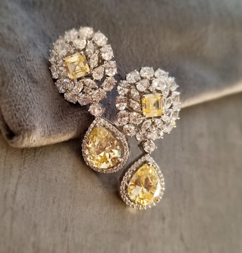 925 Silver Emmy Citrine Drop Earrings - Amrrutam Jewellery