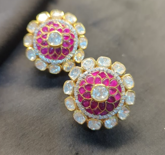 925 Silver Vivah Polki Earrings - Amrrutam Jewellery