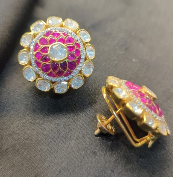 925 Silver Vivah Polki Earrings - Amrrutam Jewellery