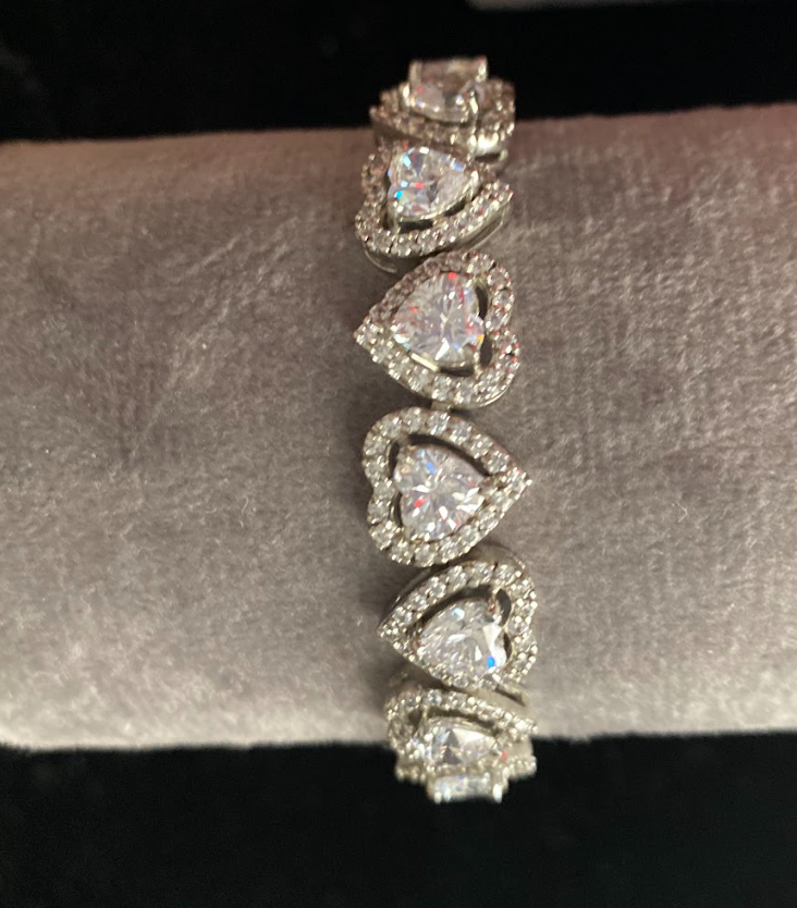 925 Silver Swarovski Heart Bracelet (Copy) - Amrrutam Jewellery