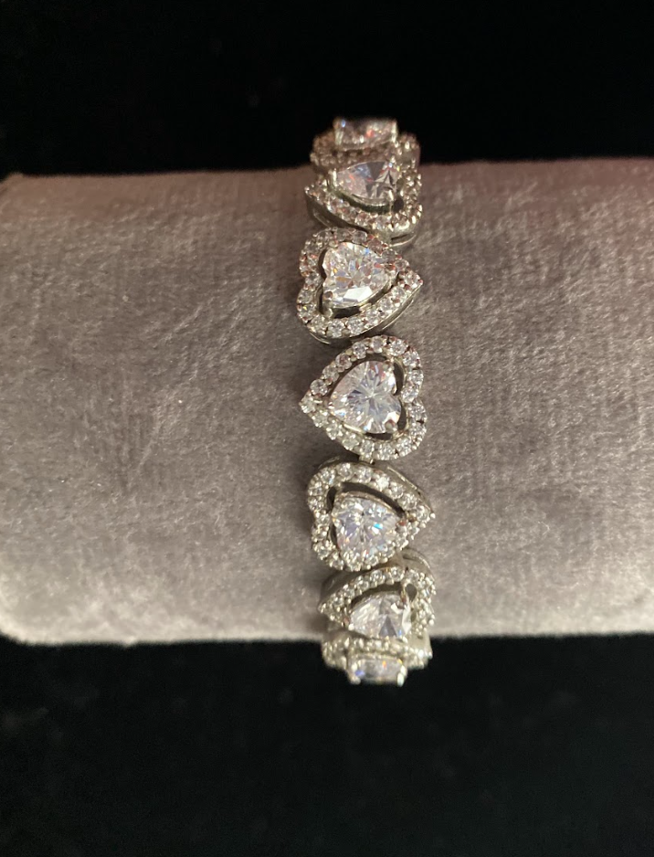 925 Silver Swarovski Heart Bracelet (Copy) - Amrrutam Jewellery