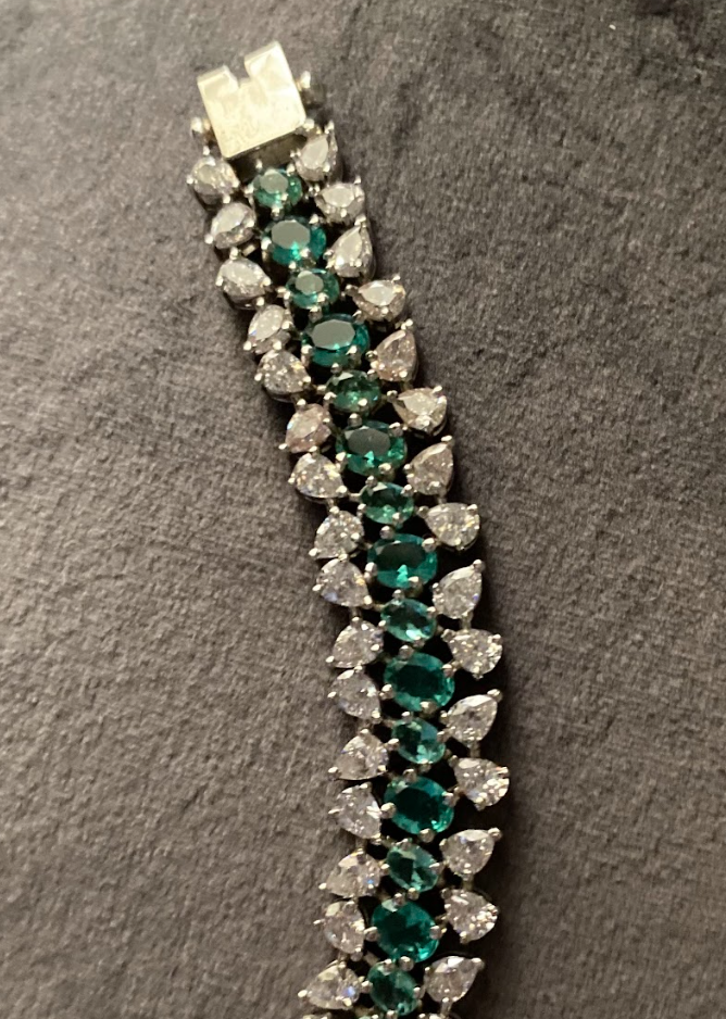 925 Silver Swarovski Tiara Green Bracelet - Amrrutam Jewellery