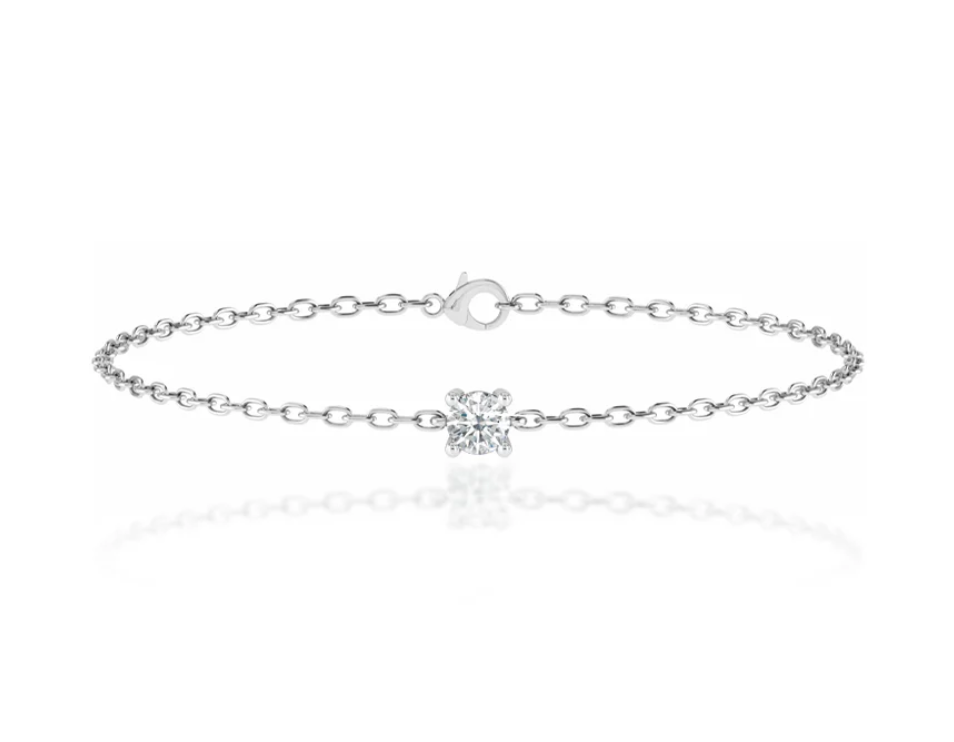 14K Gold Delicate Lab Diamond Round Solitaire Bracelet - Amrrutam Jewellery