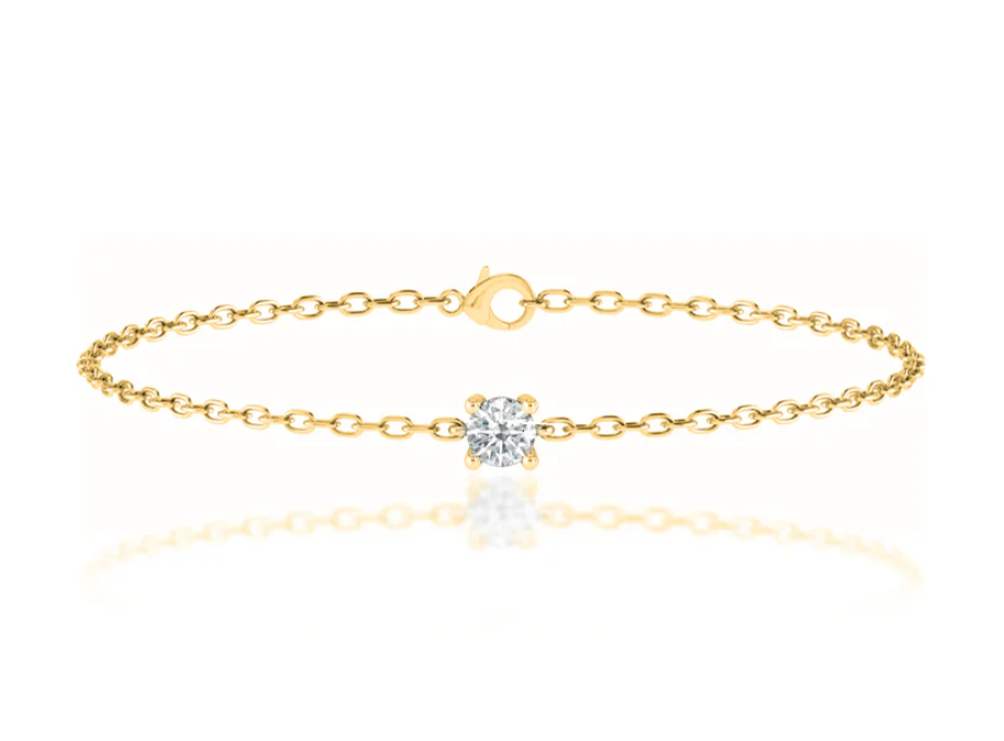 14K Gold Delicate Lab Diamond Round Solitaire Bracelet - Amrrutam Jewellery