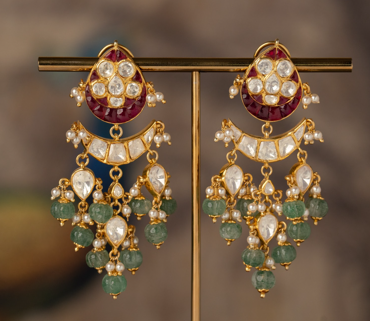925 Silver Malini Polki Earring - Amrrutam Jewellery