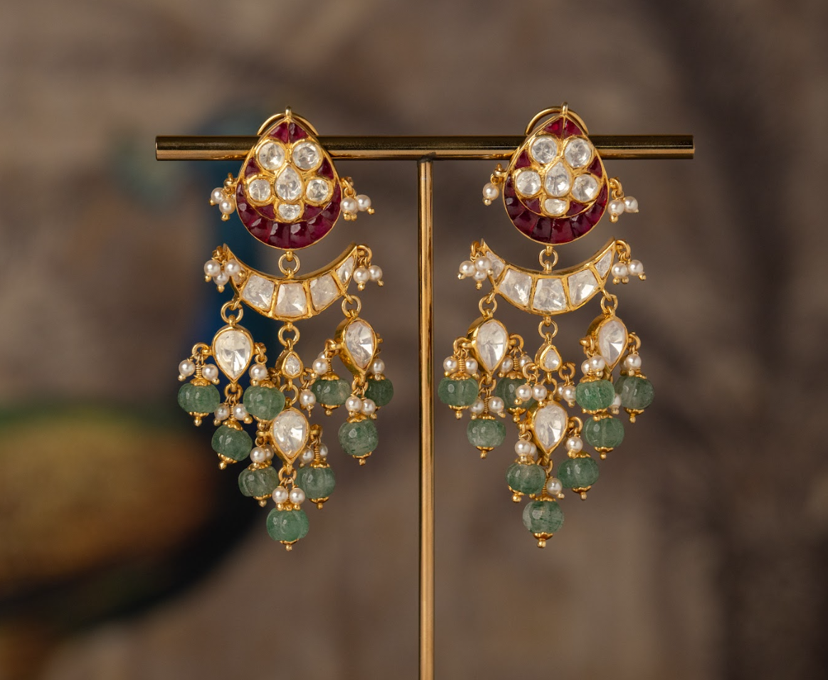 925 Silver Malini Polki Earring - Amrrutam Jewellery