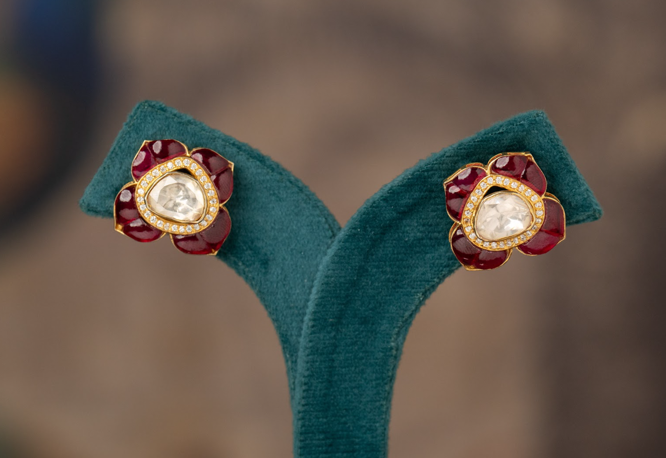 925 Silver Darshi Polki Stud Earring - Amrrutam Jewellery