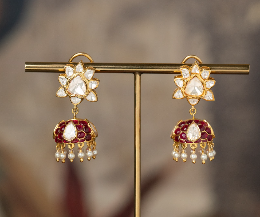 925 Silver Kesarya Polki Choker Necklace Set - Amrrutam Jewellery