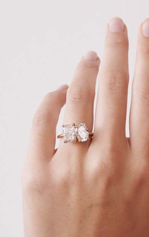 14K Gold Oval Toi Et Moi Lab Diamond Ring - Amrrutam Jewellery