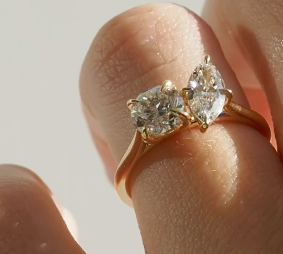 14K Gold Marquise Toi Et Moi Lab Diamond Ring - Amrrutam Jewellery
