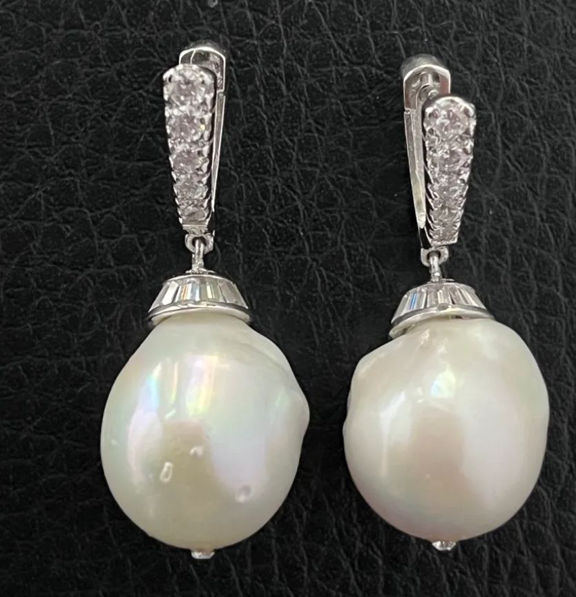 925 Silver Baroque Pearl Drop Earrings - Amrrutam Jewellery