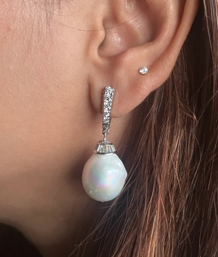 925 Silver Baroque Pearl Drop Earrings - Amrrutam Jewellery