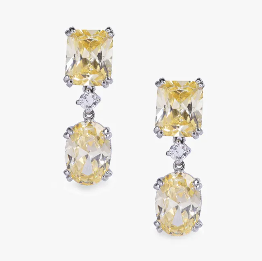 925 Silver Yellow Sapphire Drop Earring - Amrrutam Jewellery