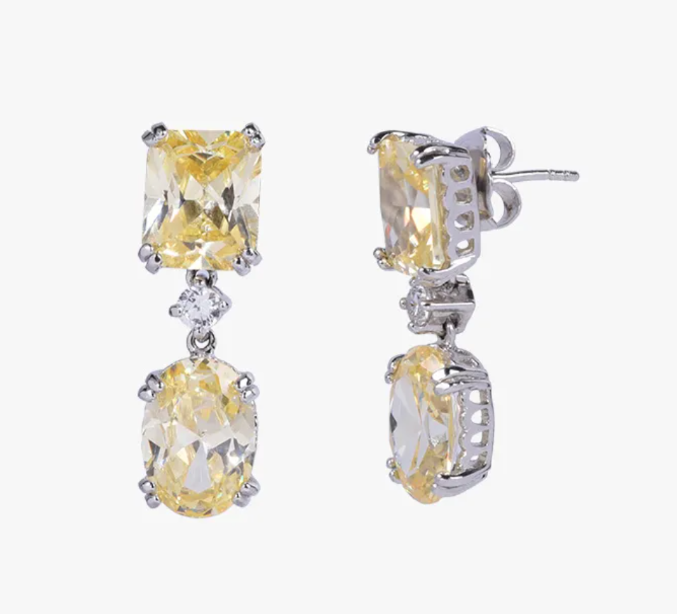 925 Silver Yellow Sapphire Drop Earring - Amrrutam Jewellery