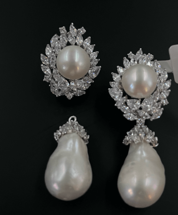 925 Silver Detachable Pearl Drop Earring - Amrrutam Jewellery
