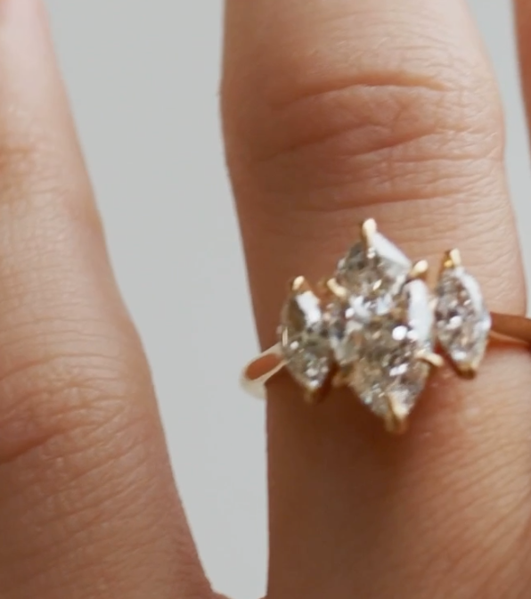 14K Gold Jolene Marquise Trio Lab Diamond Ring - Amrrutam Jewellery