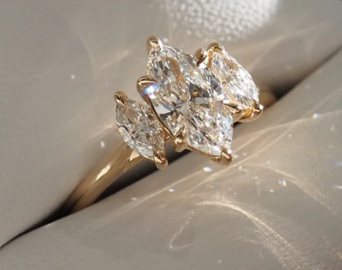 14K Gold Jolene Marquise Trio Lab Diamond Ring - Amrrutam Jewellery