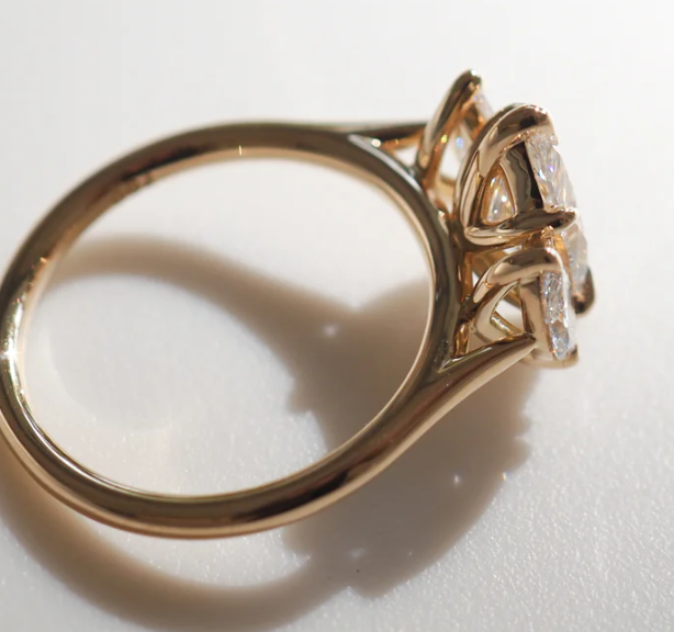 14K Gold Jolene Marquise Trio Lab Diamond Ring - Amrrutam Jewellery