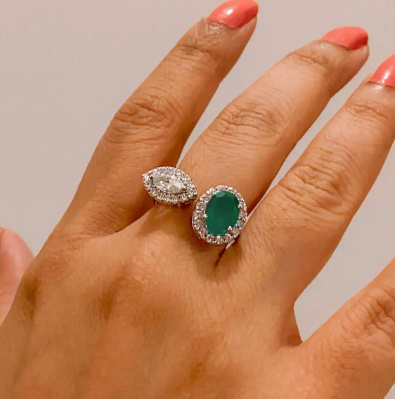925 Silver Debbie Emerald CZ Ring - Amrrutam Jewellery