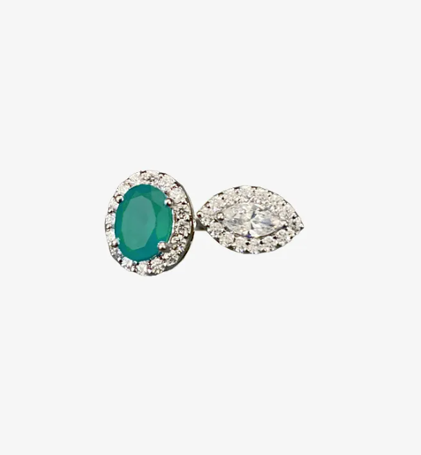 925 Silver Debbie Emerald CZ Ring - Amrrutam Jewellery