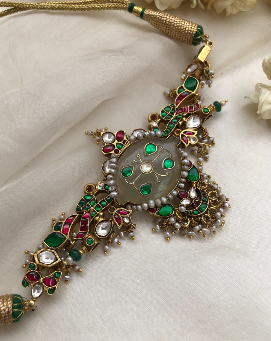 925 Silver Zoya Kundan Agate Choker Necklace - Amrrutam Jewellery