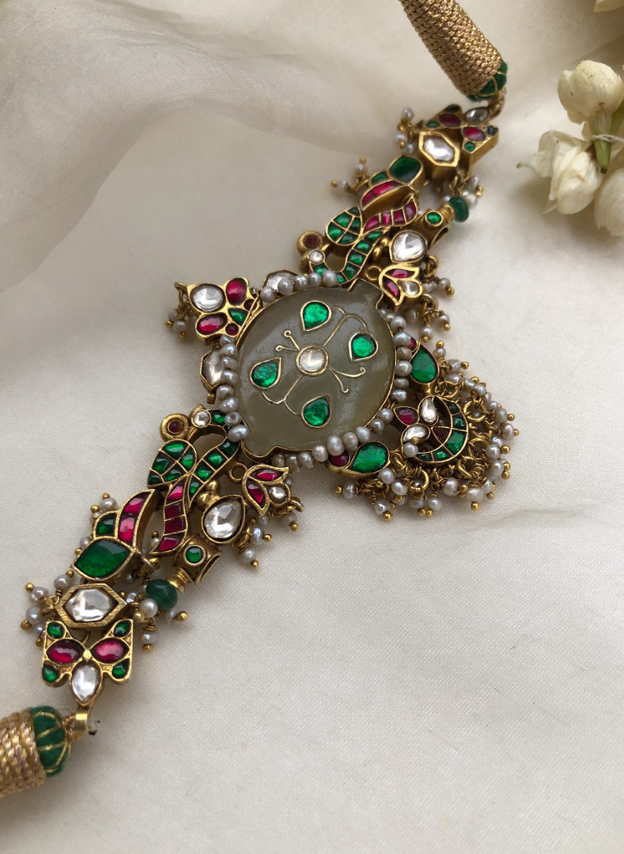 925 Silver Zoya Kundan Agate Choker Necklace - Amrrutam Jewellery