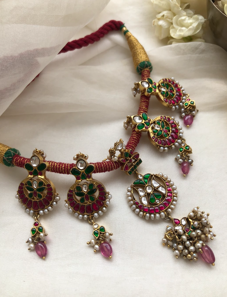 925 Silver Trithya Kundan Necklace - Amrrutam Jewellery