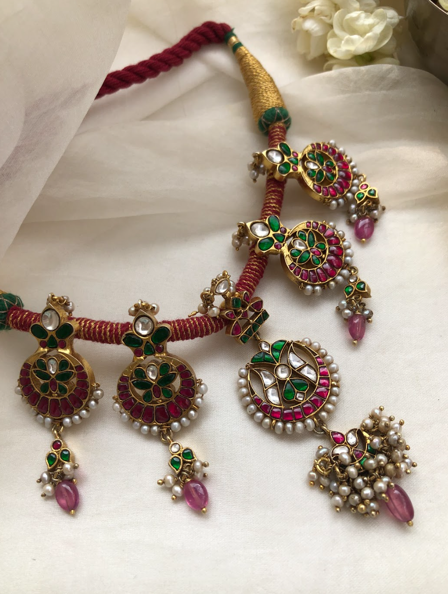 925 Silver Trithya Kundan Necklace - Amrrutam Jewellery