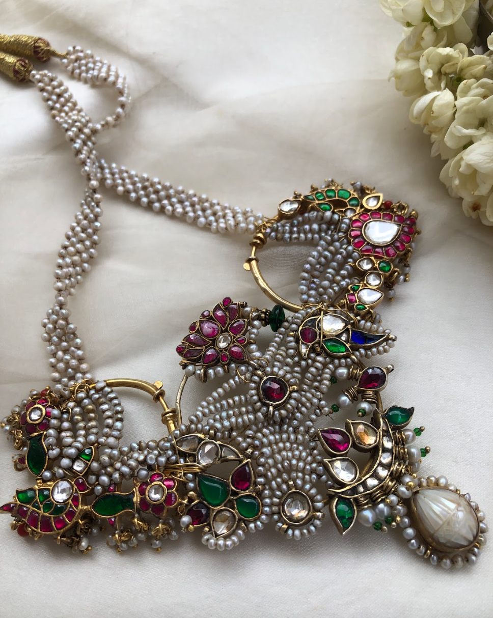 925 Silver Sureeli Vintage Kundan Pendant Necklace - Amrrutam Jewellery