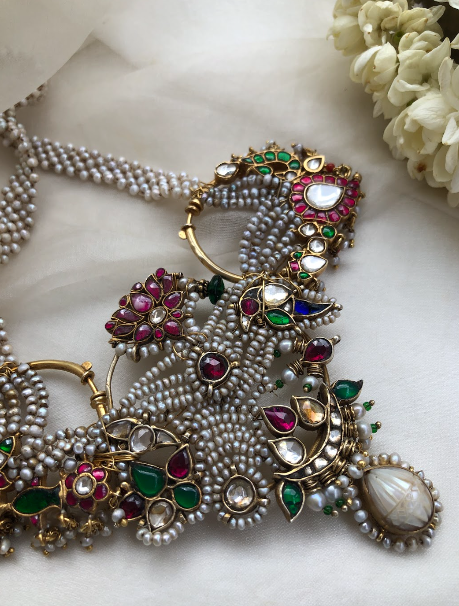 925 Silver Sureeli Vintage Kundan Pendant Necklace - Amrrutam Jewellery