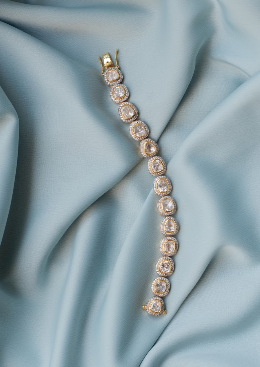 925 Silver Raniya Festive Polki Bracelet - Amrrutam Jewellery