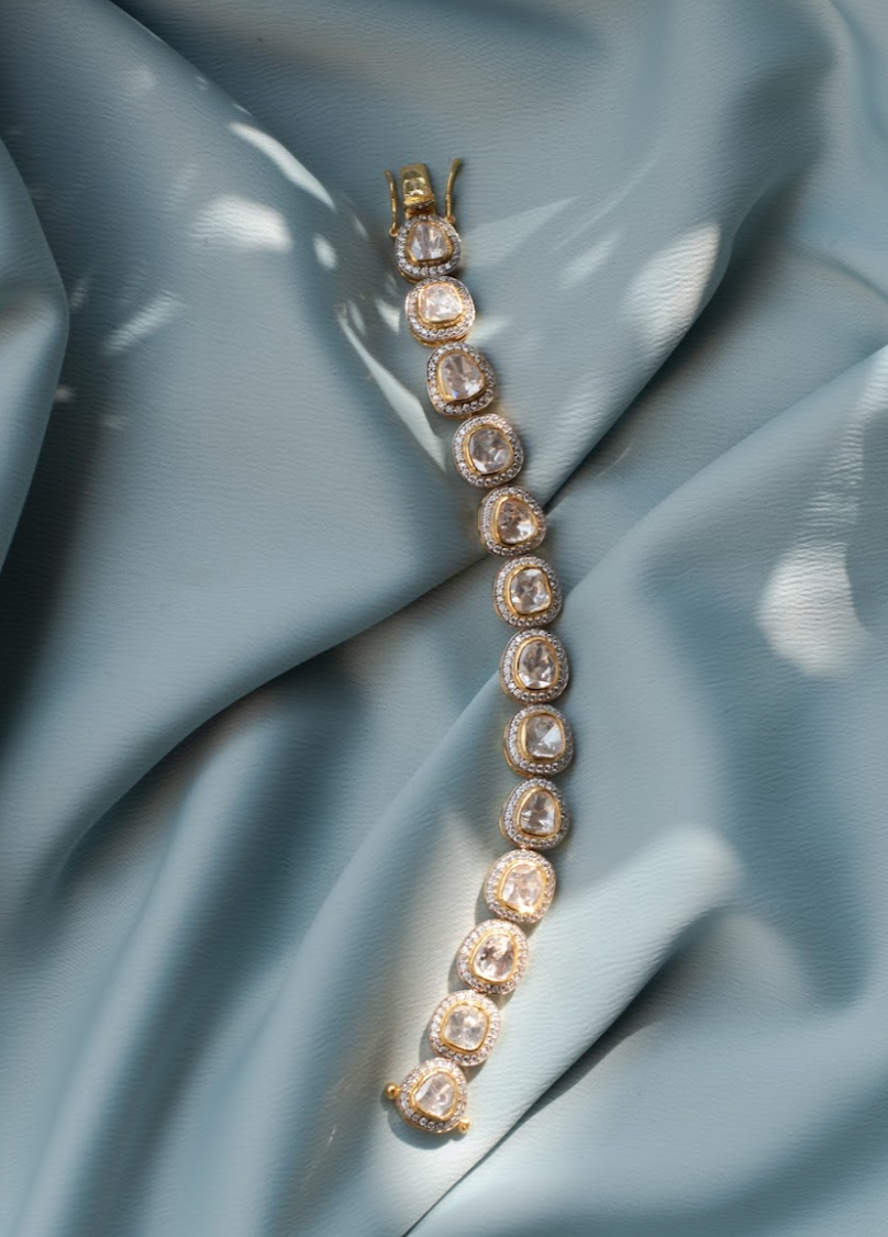 925 Silver Raniya Festive Polki Bracelet - Amrrutam Jewellery
