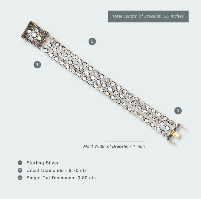925 Silver Liah Uncut Diamond Elegant Bracelet - Amrrutam Jewellery