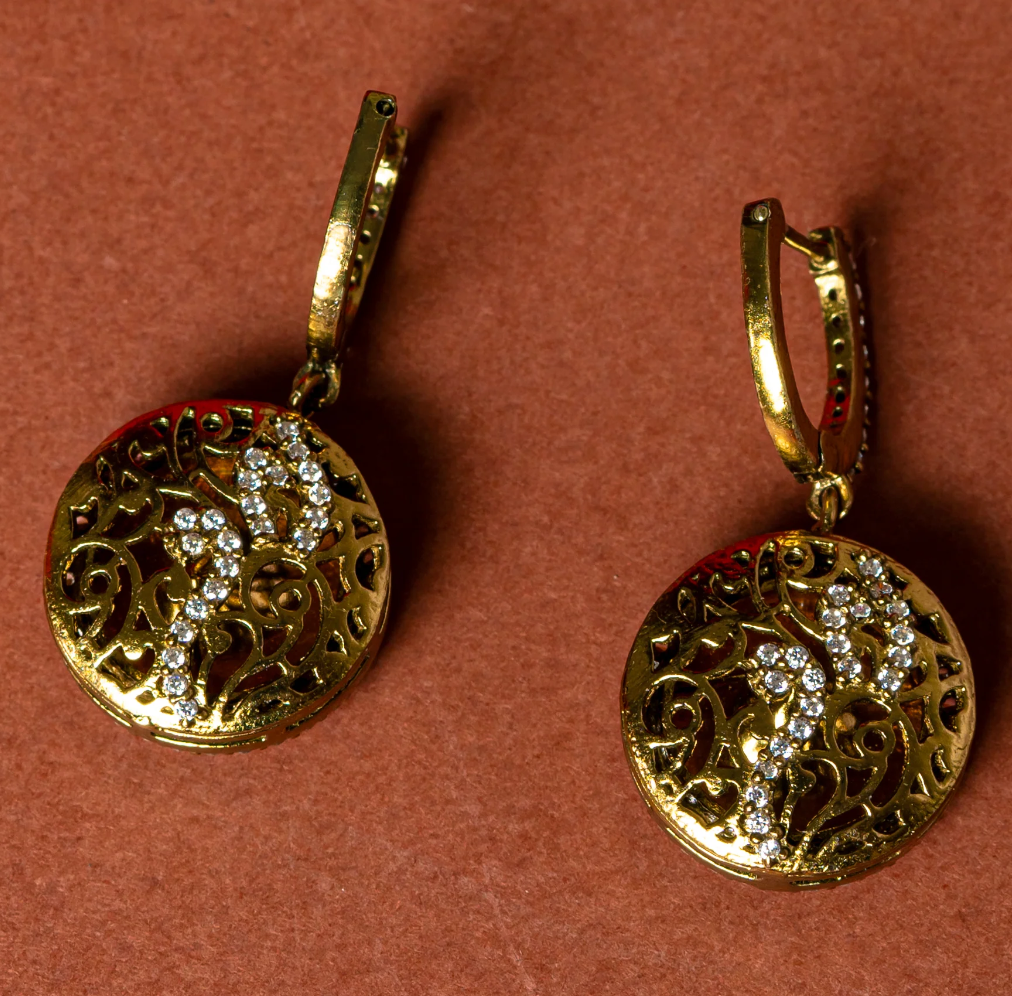 925 Silver Round Polki Hoop Earrings - Amrrutam Jewellery