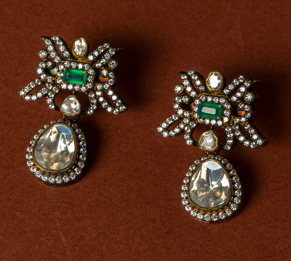 925 Silver Divanya Polki Earrings - Amrrutam Jewellery