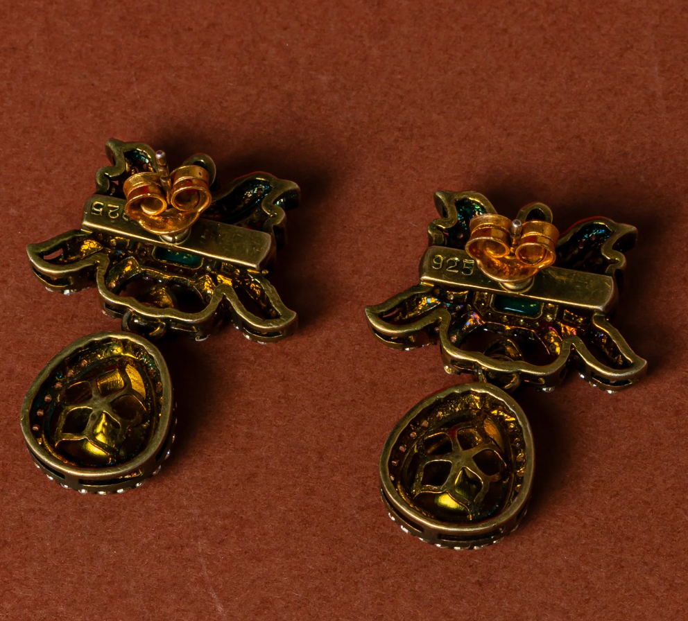 925 Silver Divanya Polki Earrings - Amrrutam Jewellery