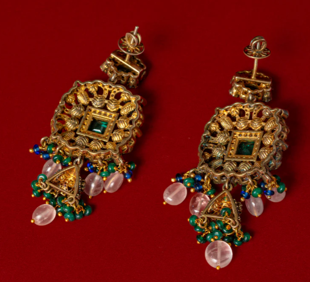 925 Silver Piranda Polki Earrings - Amrrutam Jewellery