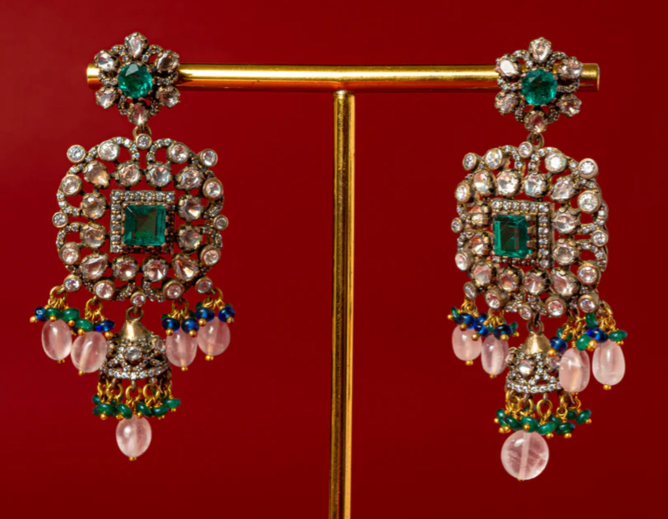 925 Silver Piranda Polki Earrings - Amrrutam Jewellery