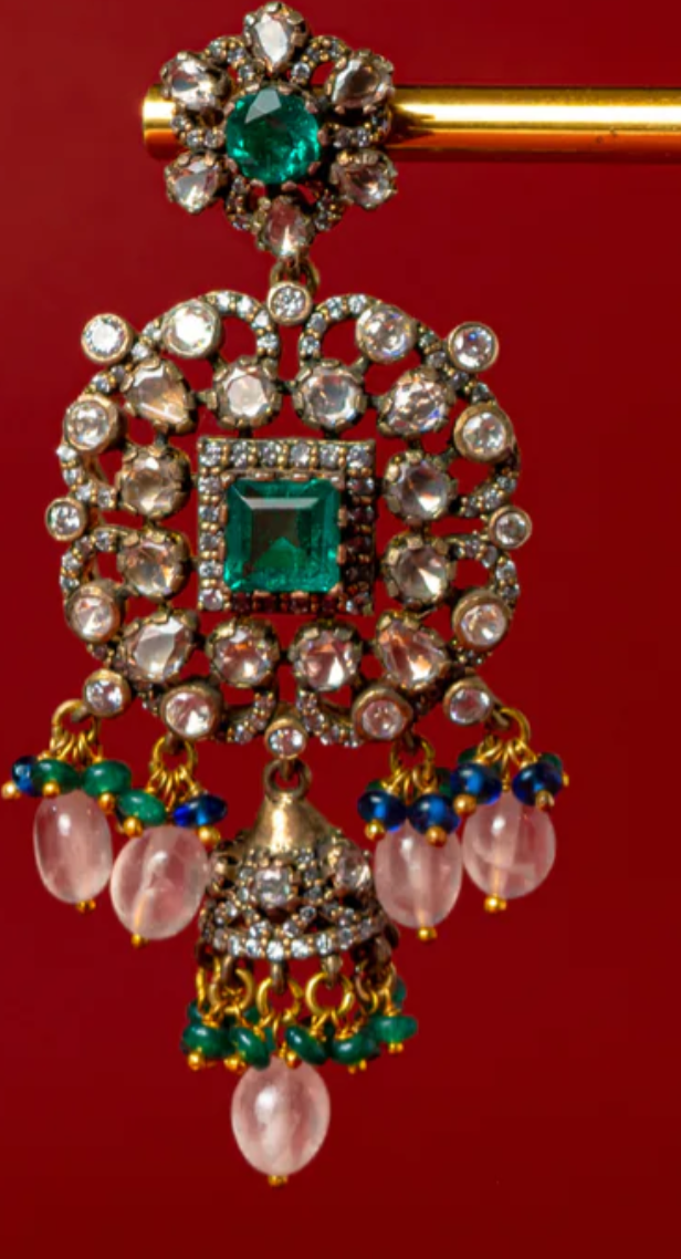 925 Silver Piranda Polki Earrings - Amrrutam Jewellery