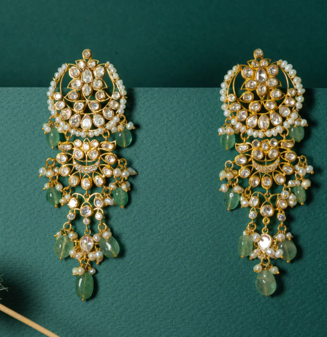 925 Silver Solana Polki Earrings - Amrrutam Jewellery