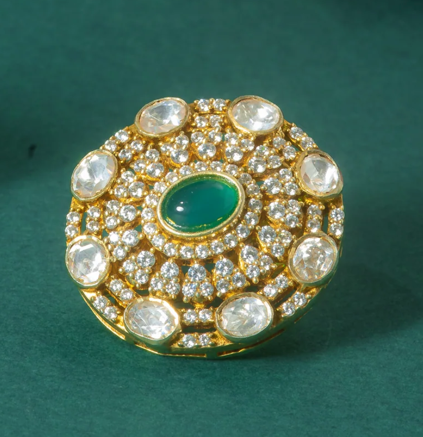 925 Silver Kara Polki Stud Earrings - Amrrutam Jewellery