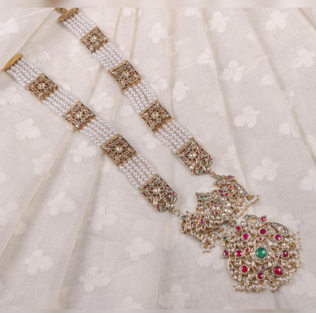 925 Silver Ragini Kundan Rani Haar Necklace Set - Amrrutam Jewellery