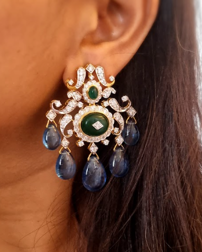 925 Silver Margaret Tanzanite Drop Earrings - Amrrutam Jewellery