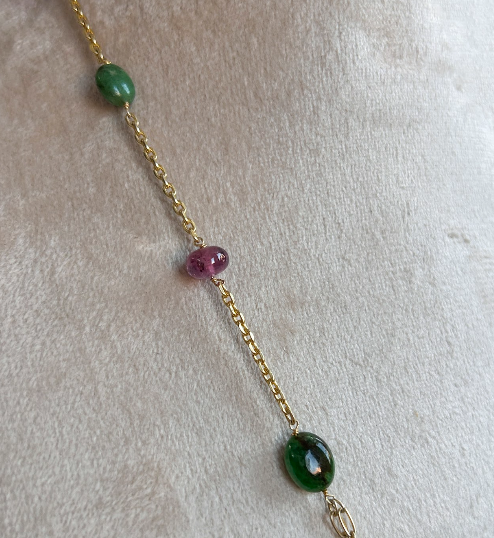 925 Silver Tsavorite Tourmaline Pendant Necklace - Amrrutam Jewellery