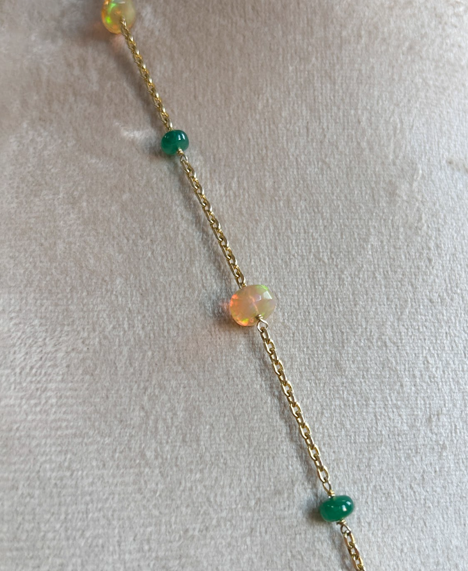 925 Silver Ethiopian Opal Pendant Necklace - Amrrutam Jewellery