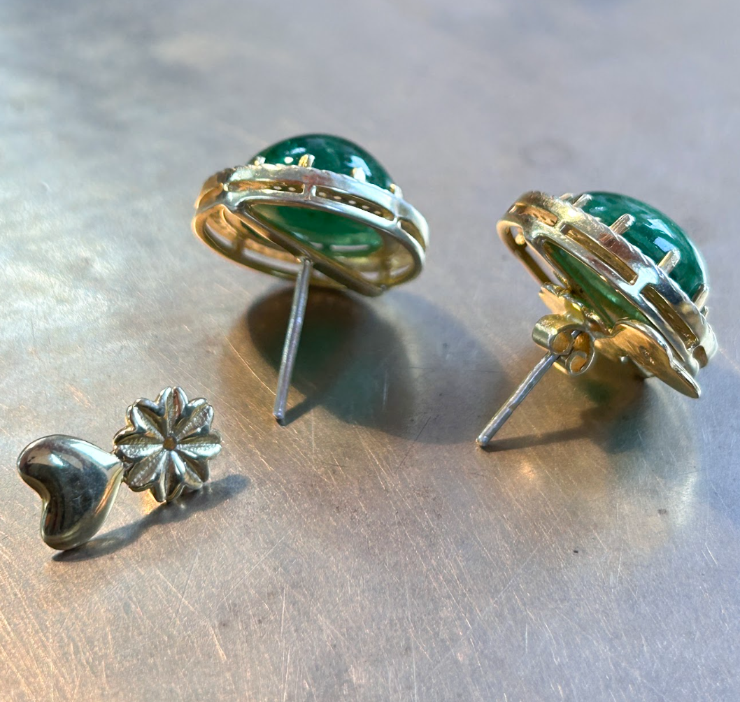 925 Silver Tsavorite Moissanite Stud Earring - Amrrutam Jewellery